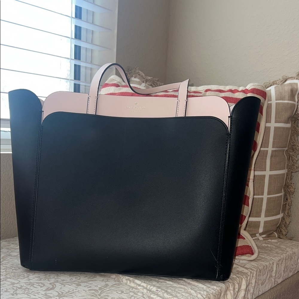 Kate Spade Magnolia street large Black and Light Pink Tote Bag